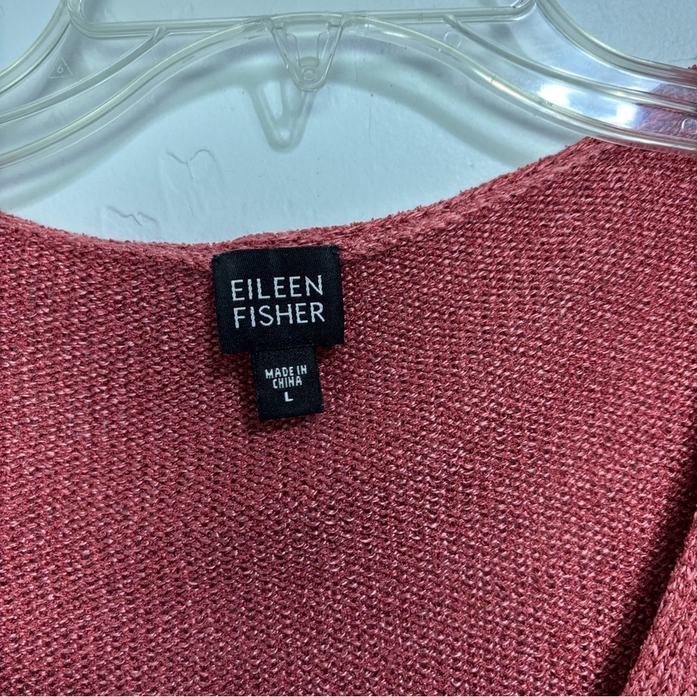 Eileen Fisher V Neck Women's Large Sweater Salmon Coral Silk Rayon - Picture 5 of 12